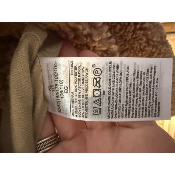 NWT Banana Republic Cropped Sherpa Trucker Jacket - Caramel - XL - Picture 6 of 6